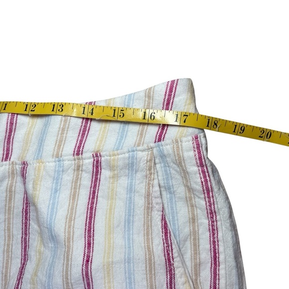 Gap Linen Blend Shorts Womens XL Striped Yellow Pink Blue High Rise Beach Boho - Picture 3 of 8